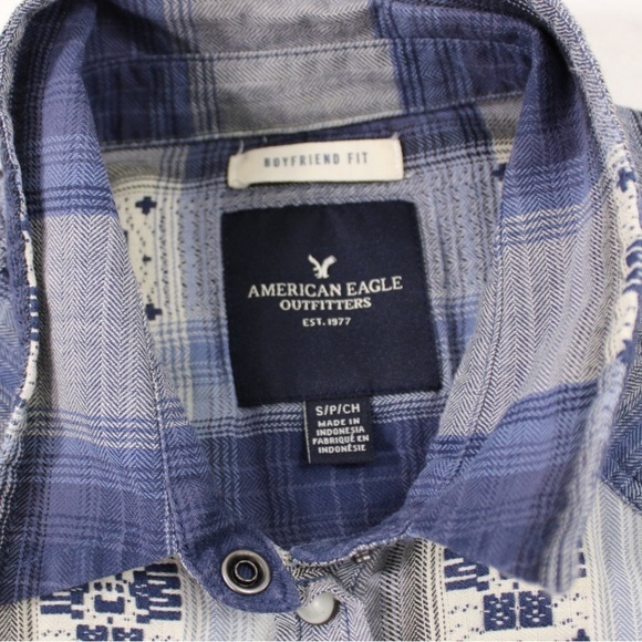 American Eagle Western Long Sleeve Plaid Pearl Snap‎ Button Down Women's Small - Picture 6 of 16